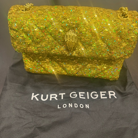 Kurt Geiger Gold Sequin Shoulder Bag - Picture 2 of 11